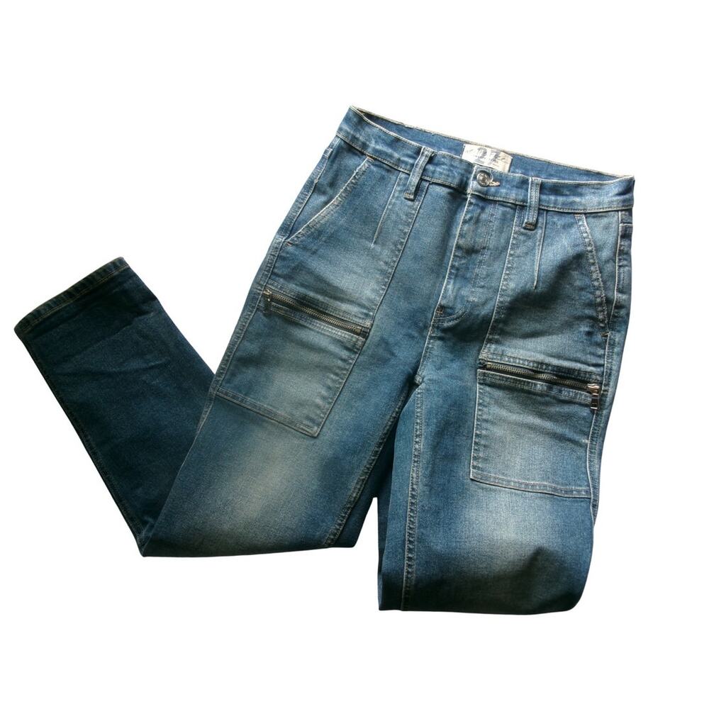 We The Free Free People Utility Jeans Women's 27 High Rise Cargo Zip Pocket